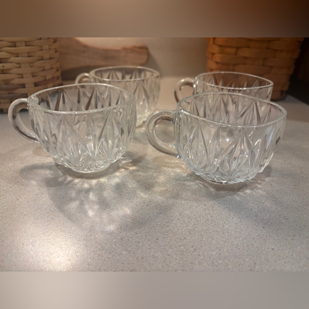 Williamsport clear pressed glass punch cups (set of 4)